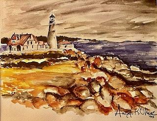 Lighthouse2 Painting by Angie ONeal