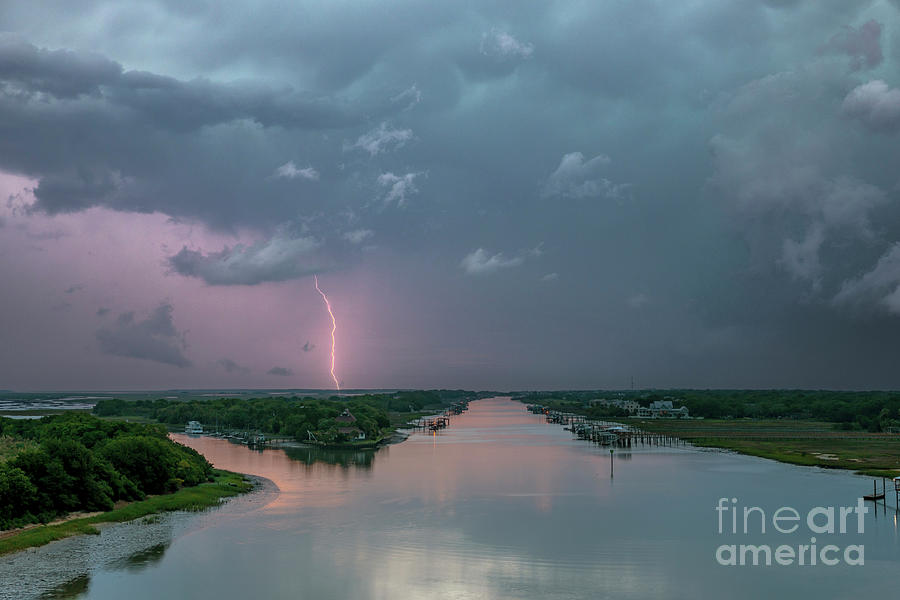 Ics Photograph - Lighting over the ICW by Dale Powell