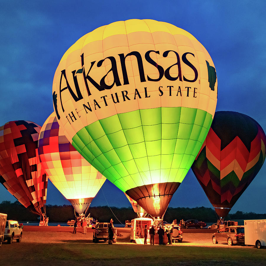 Lighting Up The Night - Arkansas State Hot Air Balloon Photograph by Gregory Ballos
