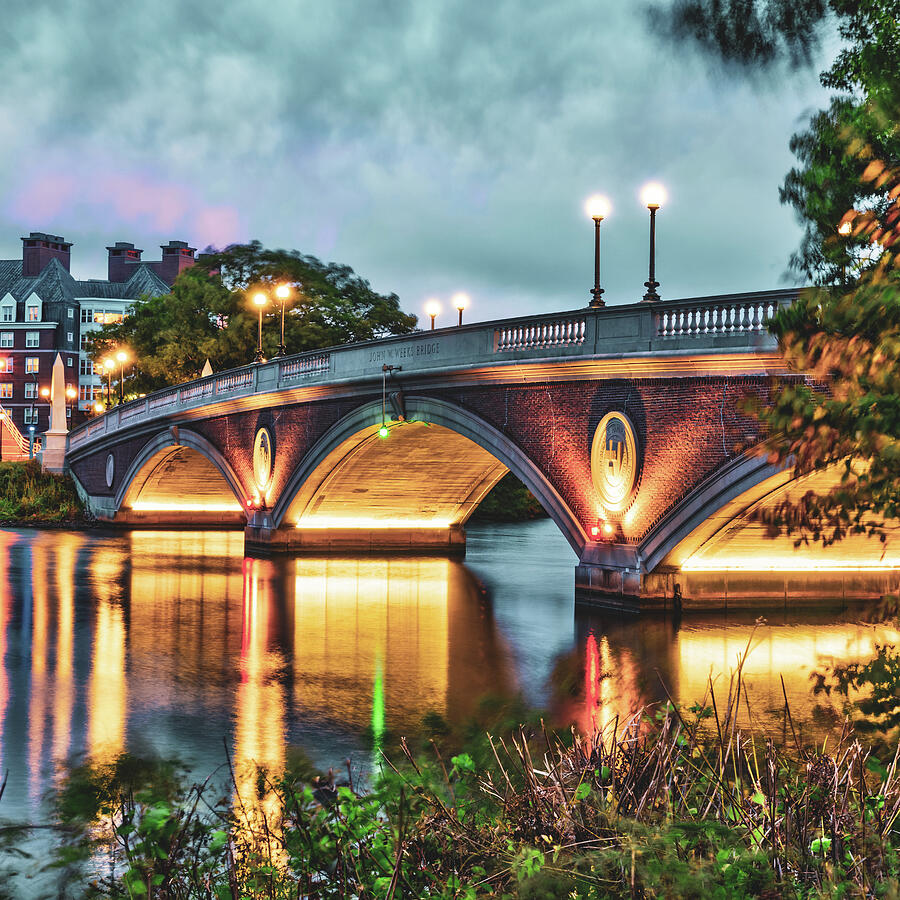 Lighting Up The Weeks Footbridge Along The Charles River Photograph by Gregory Ballos