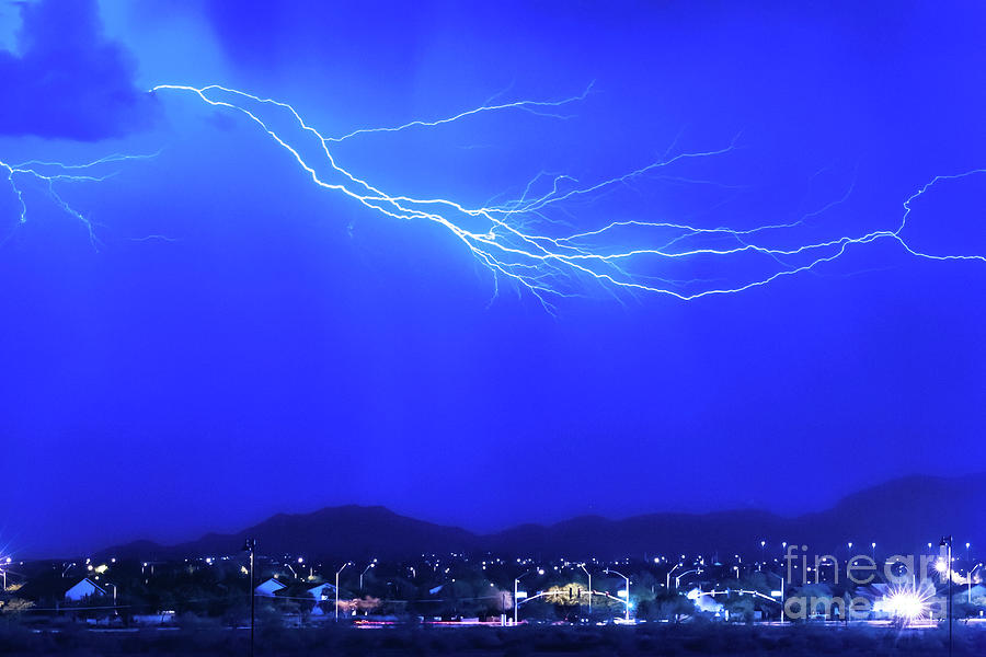 Lightning 1314-blue Photograph by Kenneth Johnson