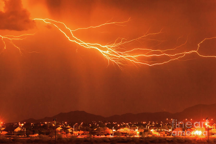 Lightning 1314-orange Photograph by Kenneth Johnson