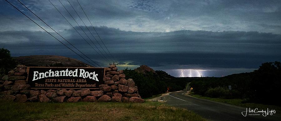 Lightning at Enchanted Rock Photograph by Miguel Lecuona