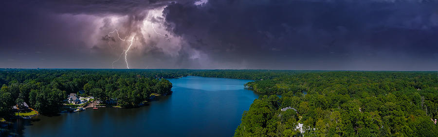 Lightning at Lake Peachtree Photograph by Marcus Jones