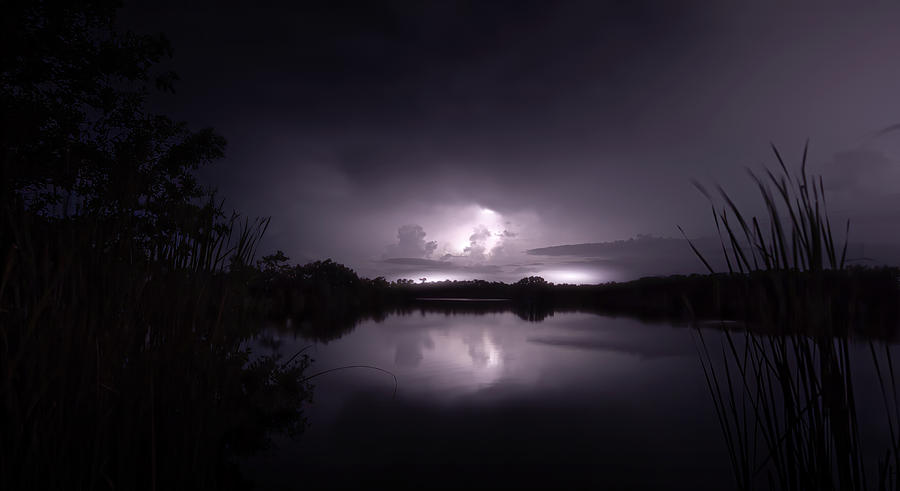 Lightning at Paurotis Pond Photograph by Mark Andrew Thomas