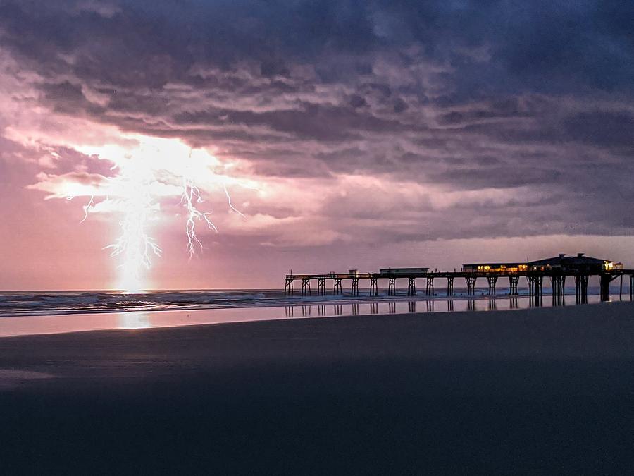 Lightning at pier Photograph by Lindsy Shelton - Fine Art America