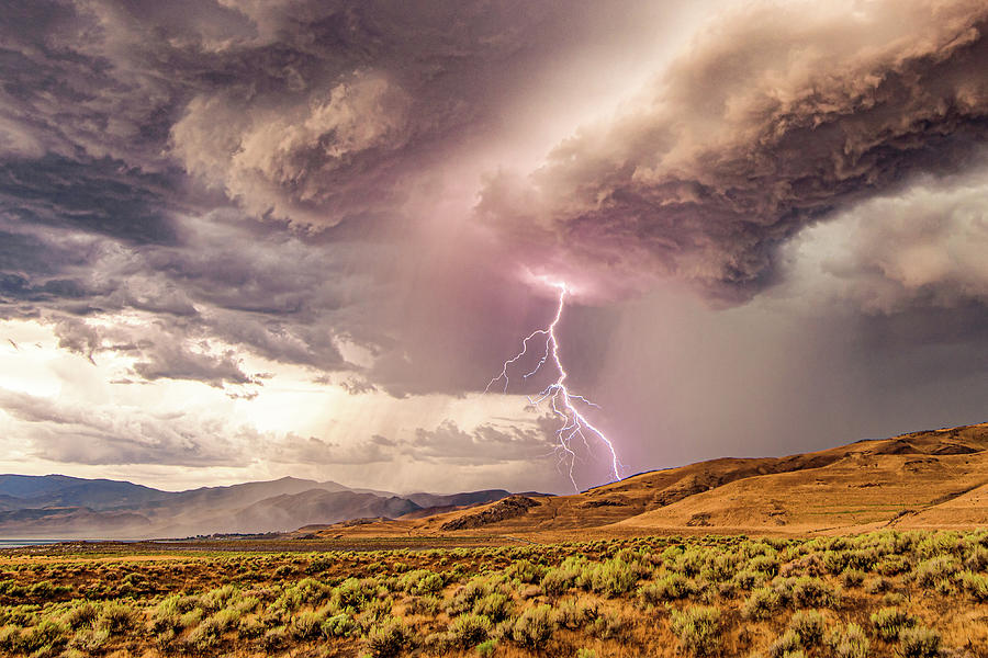 Lightning at Pyramid Lake 1438 Photograph by Janis Knight
