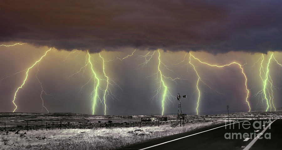 Inspirational Photograph - Lightning Backroads Arizona USA  by Chuck Kuhn