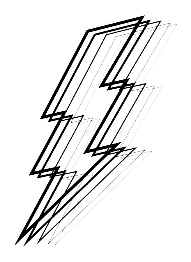 lightning drawing black and white