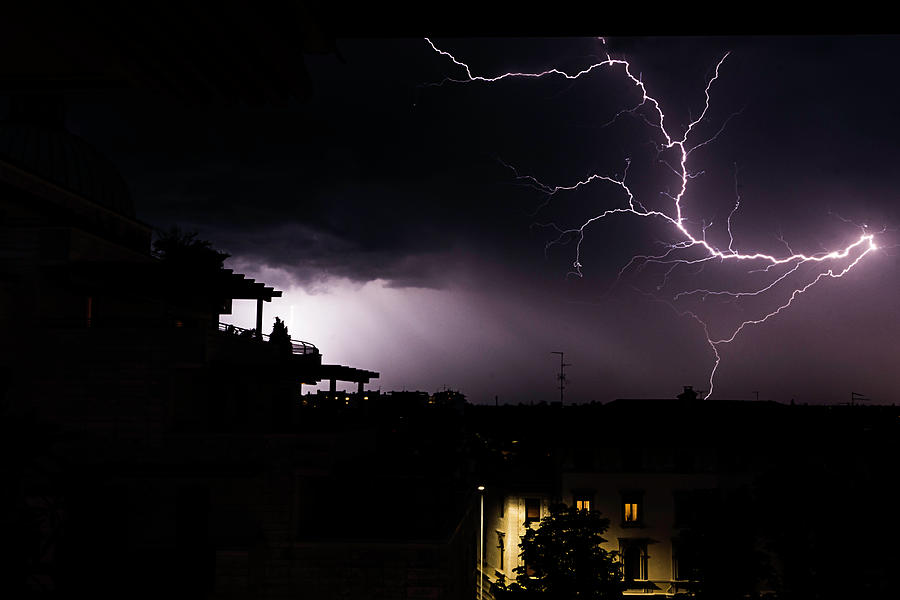 Lightning bolt in Udine Photograph by Wolfgang Stocker