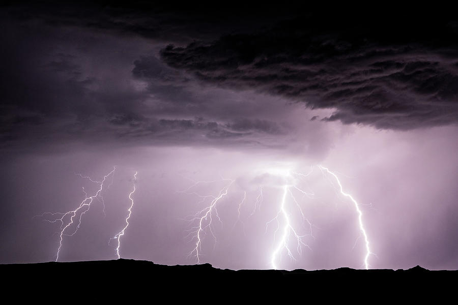 Lightning Bolts at Night Photograph by Wesley Aston