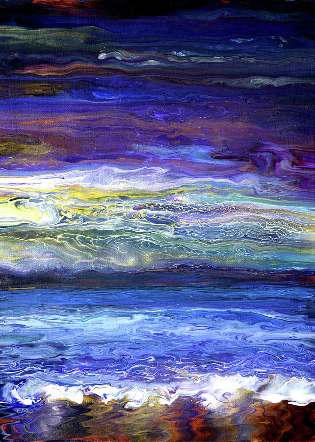 Lightning Brewing Over the Sea Painting by Laura Iverson Lightning Brewing Over the Sea Painting by Laura Iverson