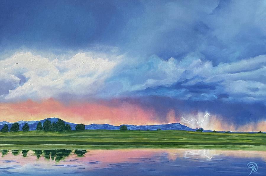 Skyals-Lightning in Berthoud Painting by Renee Noel