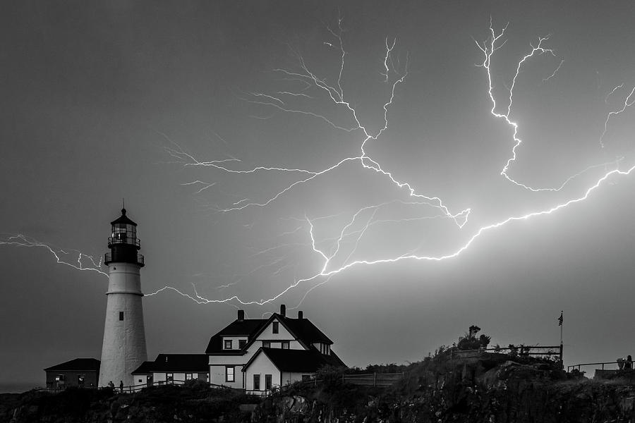 Lightning in Black n White Photograph by Scene by Dewey