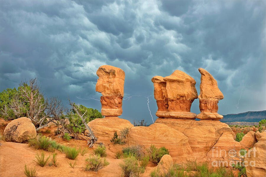 Lightning In Devils Garden Escalante Grand Staircase Utah Photograph by Dave Welling