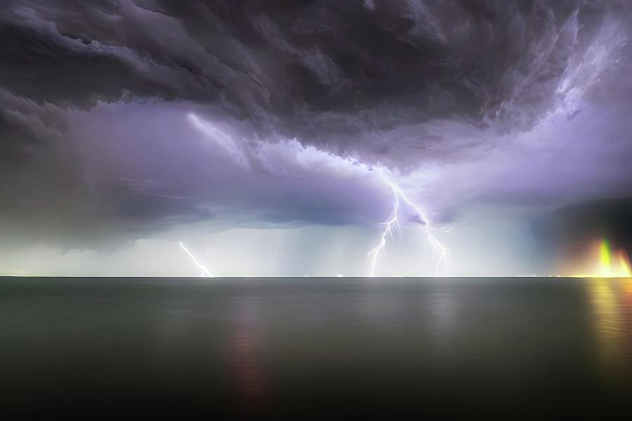 Lightning On The Lake Photograph by Ally White
