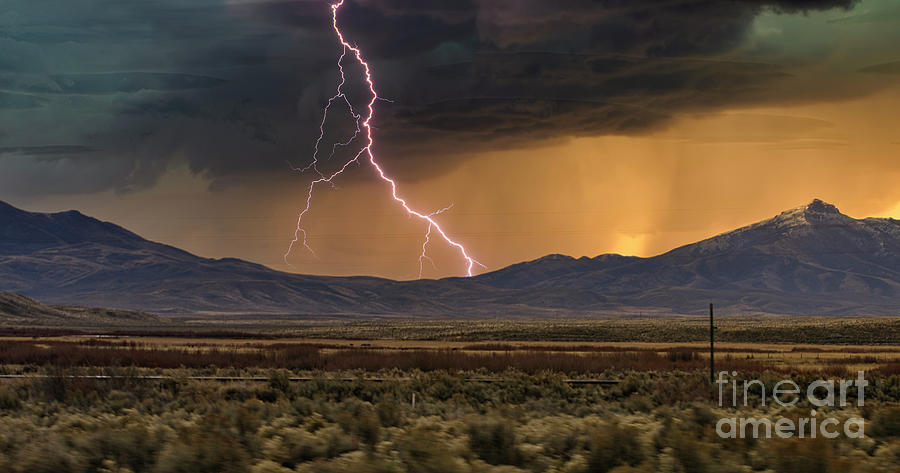 Nature Photograph - Lightning Over Arizona Plains  by Chuck Kuhn