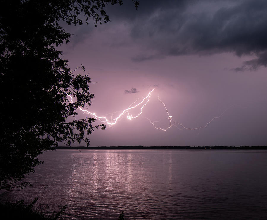 Lightning Over Elk Lake MI Photograph by Dean Ginther