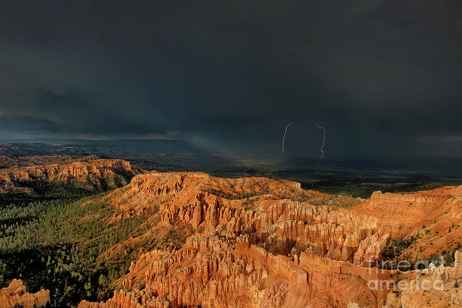 Lightning  Over Hoodoos Bryce Canyon National Park Photograph by Dave Welling