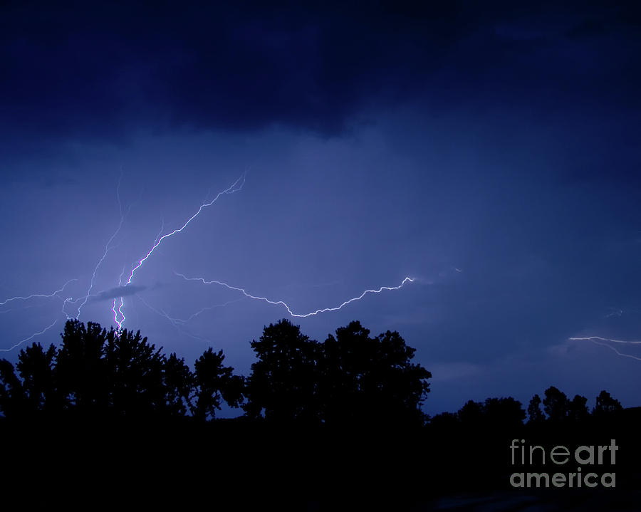 Lightning Over the Valley Nature Night Photograph Photograph by PIPA Fine Art - Simply Solid