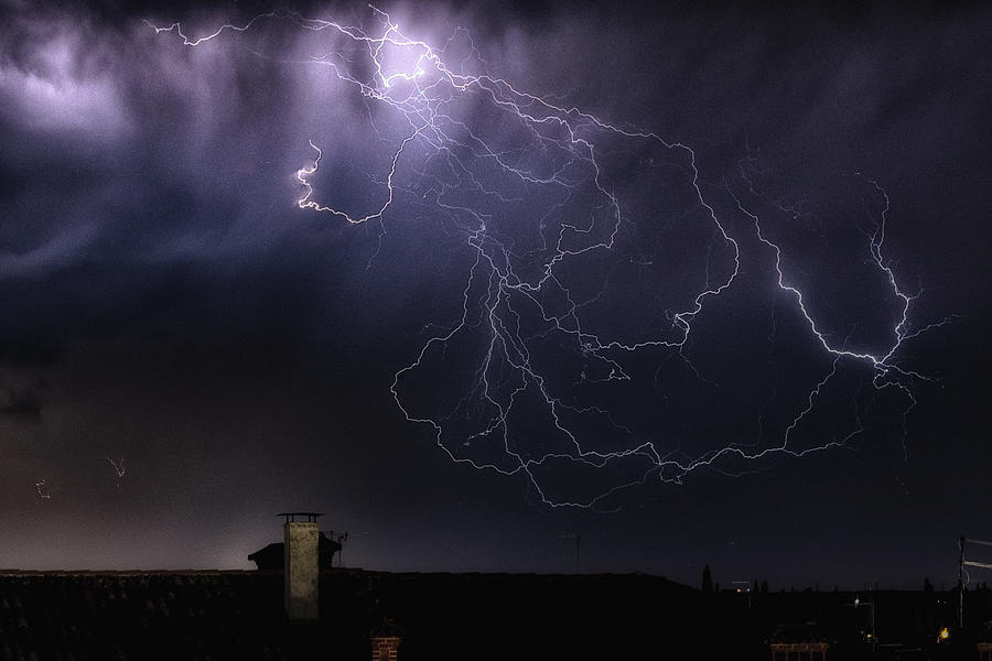 Lightning over Udine Photograph by Wolfgang Stocker