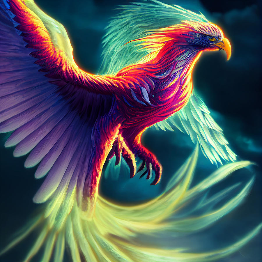 Lightning Phoenix With Eagle Head Fighting Pose Storm Fantasy Style ...