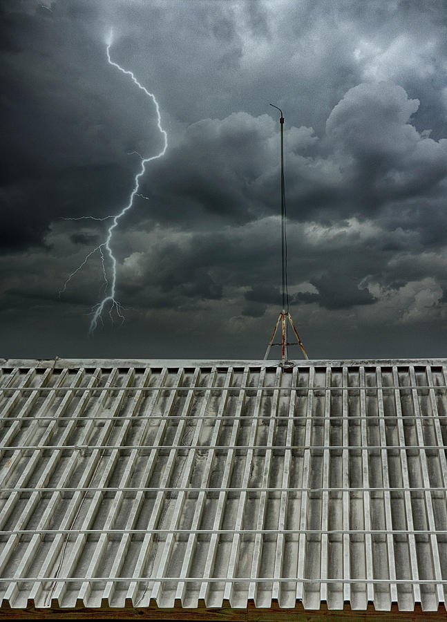 Lightning Rod, Roof, and Lightning Strike Photograph by Mitch Spence