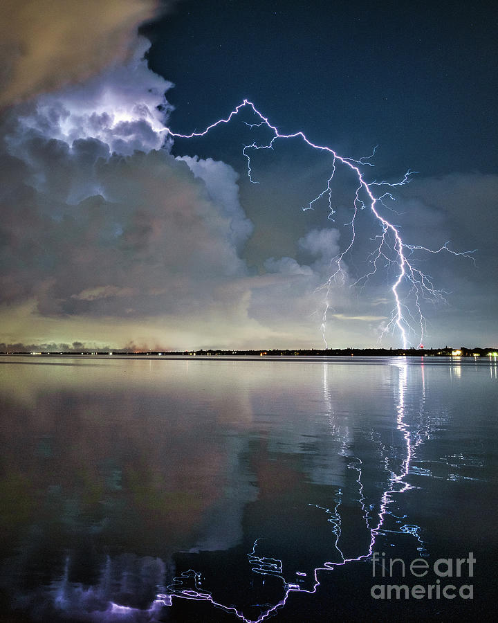 Summer Photograph - Lightning Sarasota Bay by Damon Powers