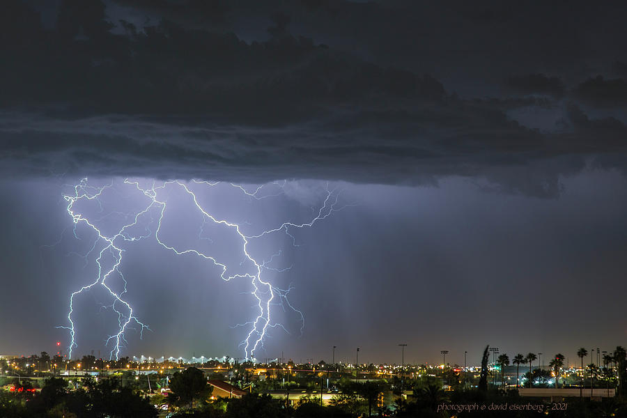 Lightning South of Tucson from UofA stadium parking garage 2 Photograph