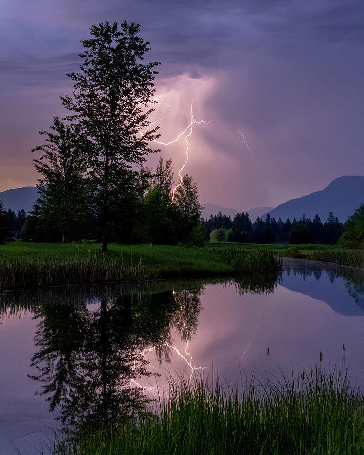 Lightning Storm At Whitefish Montana Vertical Photograph