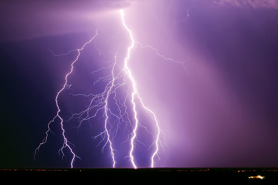 Lightning Storm over Interstate 10 Freeway, Tonopah, Arizona, America, USA Photograph by DeepDesertPhoto