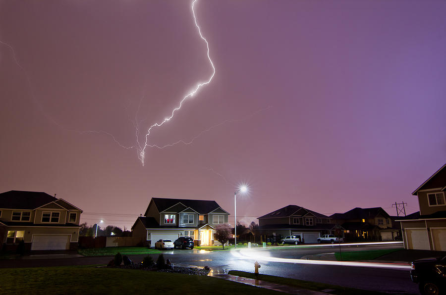Lightning Strikes Above Home Photograph by Kevin J Salisbury