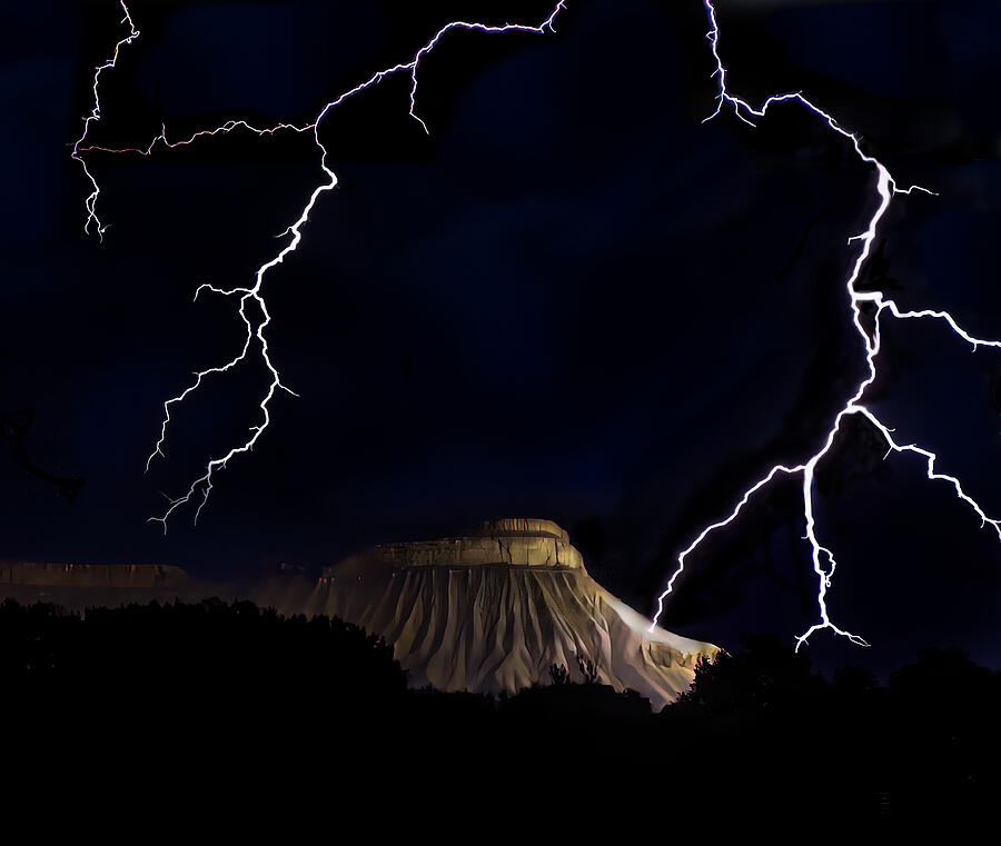 Lightning Strikes Mount Garfield Near Grand Junction, Colorado Photograph by John A Rodriguez Lightning Strikes Mount Garfield Near Grand Junction, Colorado Photograph by John A Rodriguez