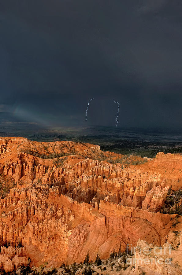 Lightning Strikes Over Hoodoos Bryce Canyon National Park Photograph by Dave Welling