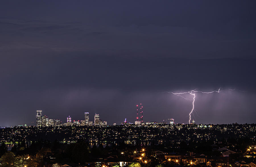Lightning strikes over Seattle 5 Photograph by EZ Lorenz Imagery