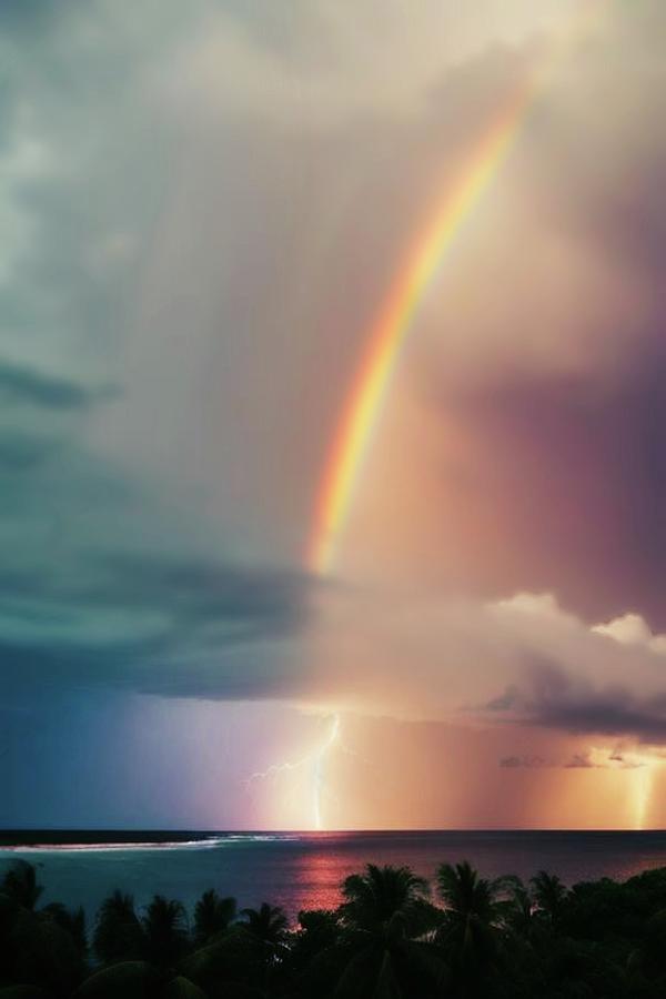 Lightning Under The Rainbow  Digital Art by Ally White