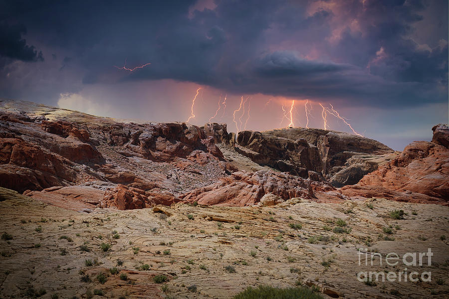 Lightning Valley of Fire Nevada  Photograph by Chuck Kuhn