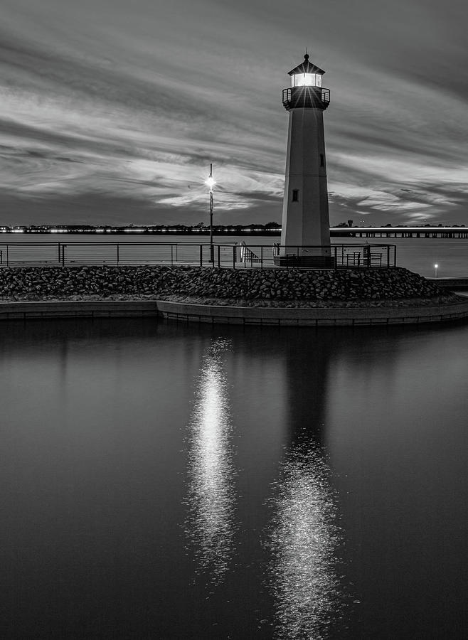 Lightohuse in black and white on Lake Ray Hubbard Photograph by David ...