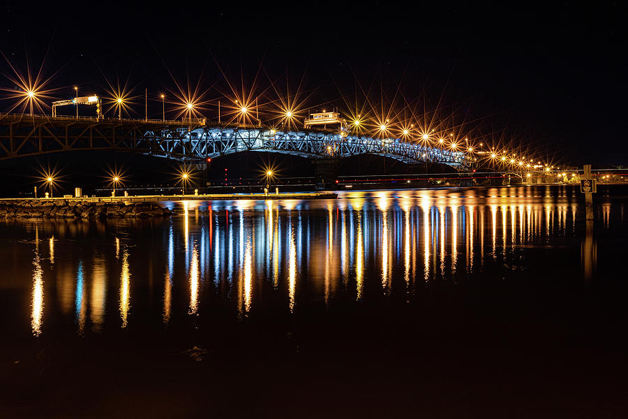 Lights at Coleman Bridge Photograph by Lara Morrison