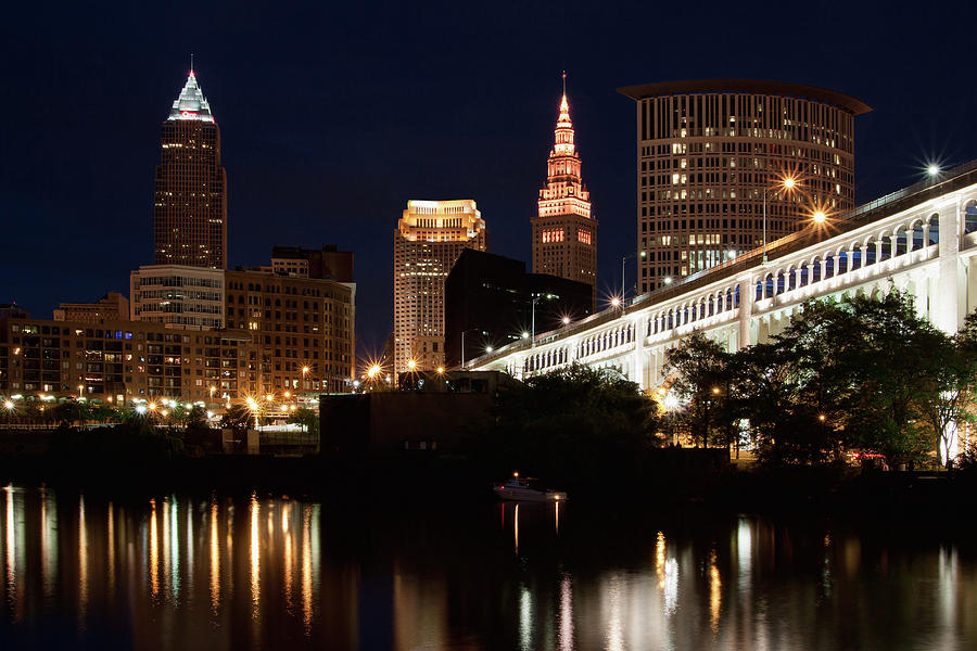 Lights In Cleveland Ohio Photograph by Dale Kincaid