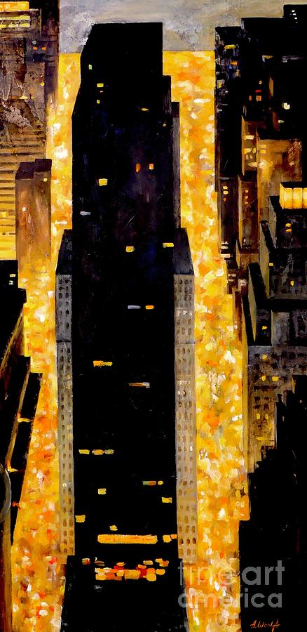New York City Painting - Lights of New York by Anatol Woolf