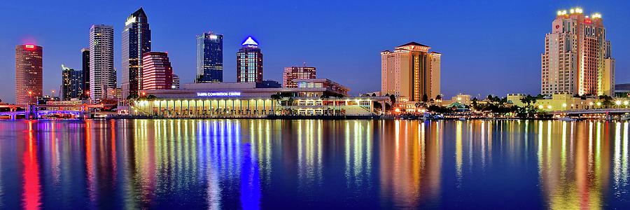 Lights On As Evening Falls On Tampa Photograph