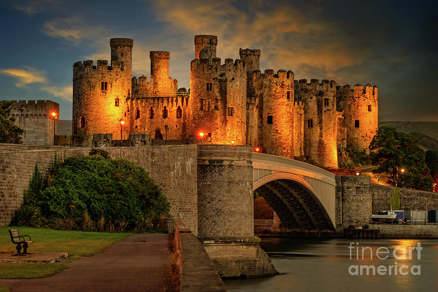 Lights On Conwy Castle Photograph by Adrian Evans