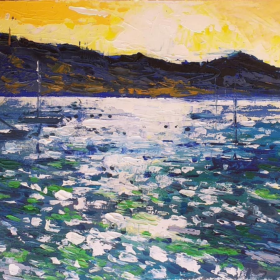 Lights on the sea Painting by Lorand Sipos