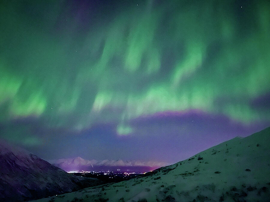 Lights Over Mat-Su Valley Photograph by Harry Banks Lights Over Mat-Su Valley Photograph by Harry Banks
