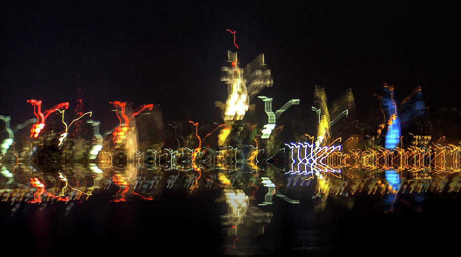 lights reflection of NYC skyline Photograph by Habib Ayat