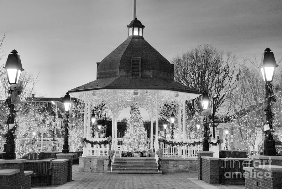 Ligonier Town Square At Dusk Black And White Photograph by Adam Jewell