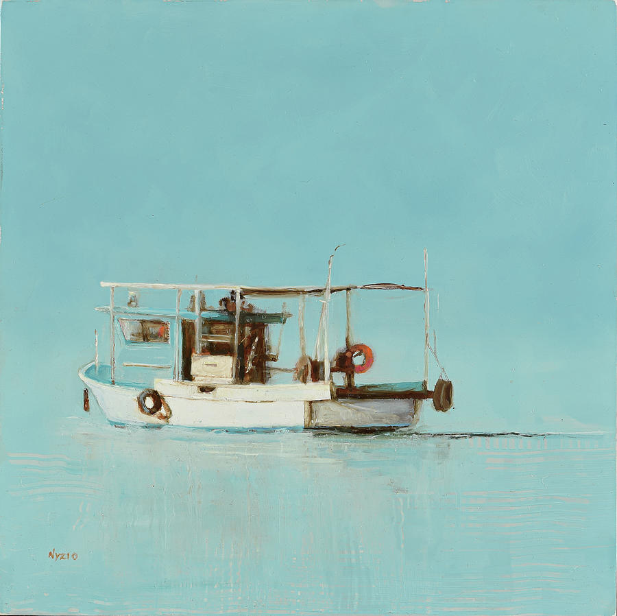 Lil Blue Boat Painting by Donna Lee Nyzio