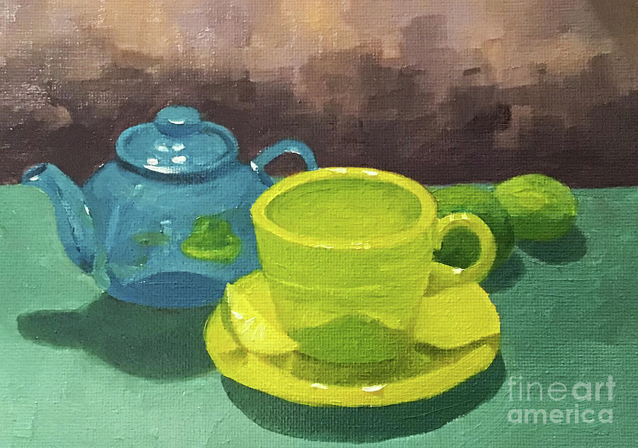 Lil Blue Teapot Painting by Anne Marie Brown