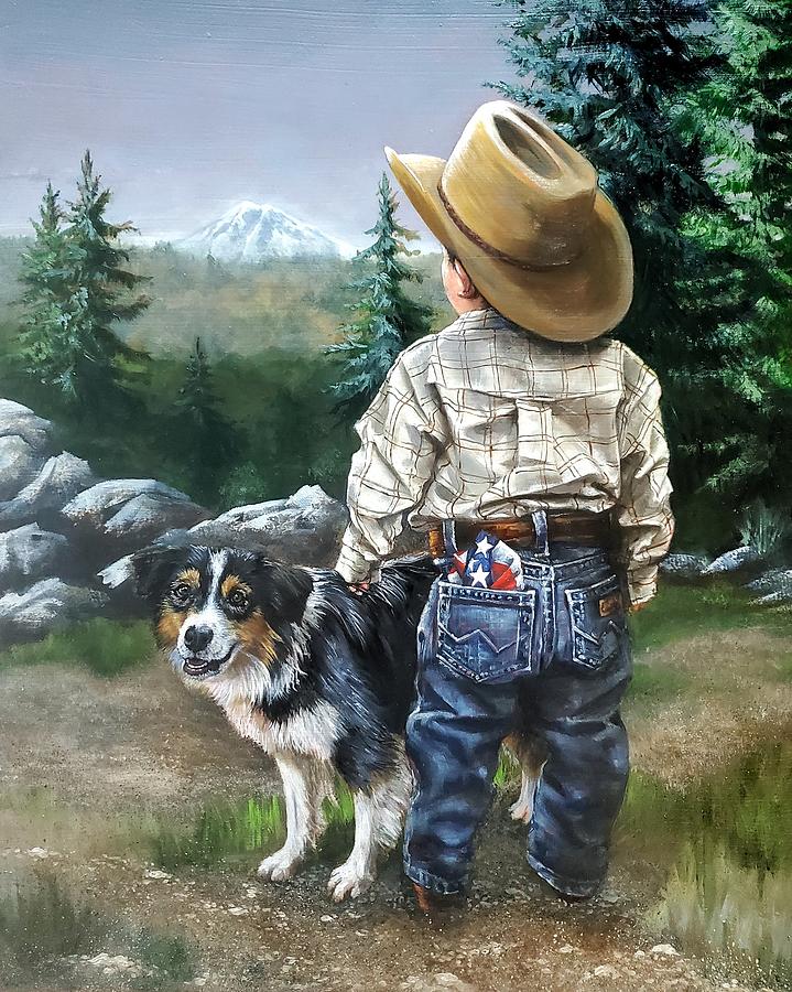 Lil Cowboy Painting by Joan Garcia